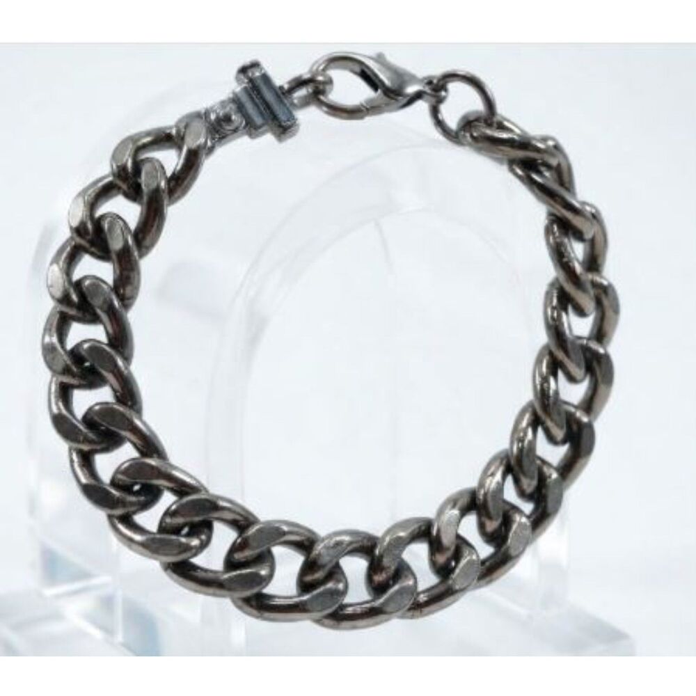 Vintage Gerard Yosca Green Metals Link Crystal Baguette Clasp Bracelet NWOT 158